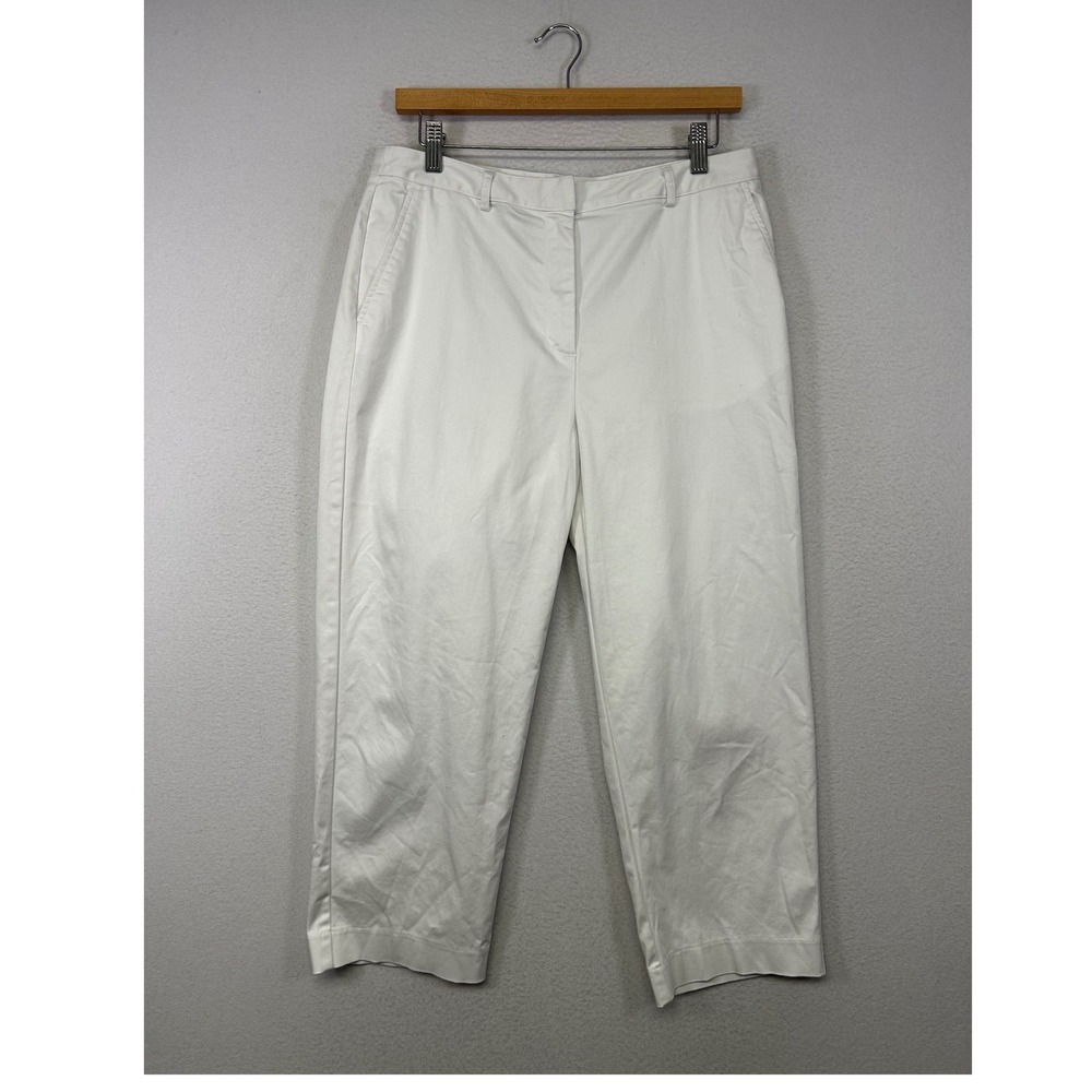 Minimalist State.ments Women 12P White Cropped Straight Leg Cotton Blend Pants